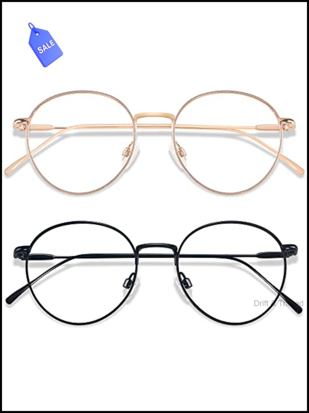 Blue Light Blocking Glasses Round Metal Frame Small Face Computer